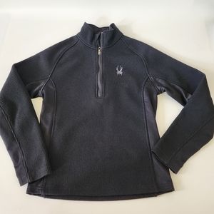 Spyder black waffle knit full zip sweater jacket size XSmall
